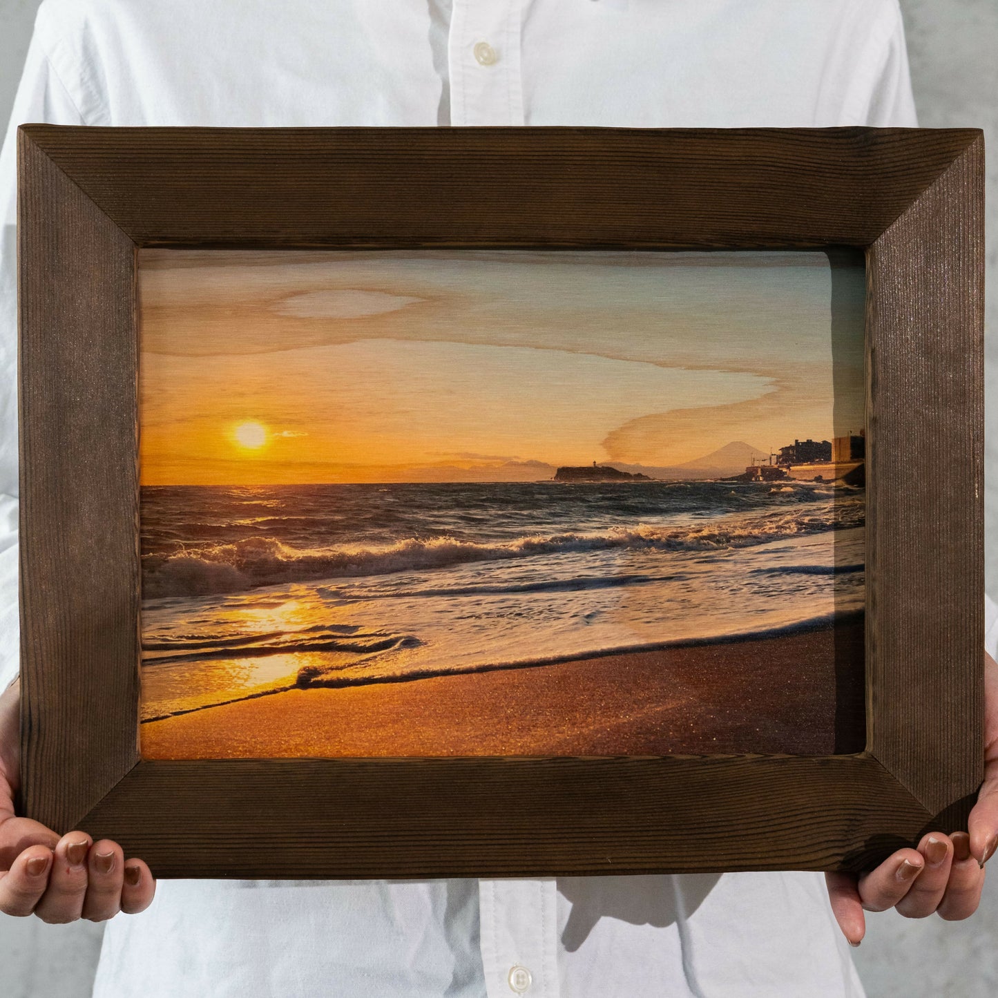 WOOD　PHOTO　稲村ケ崎の夕日